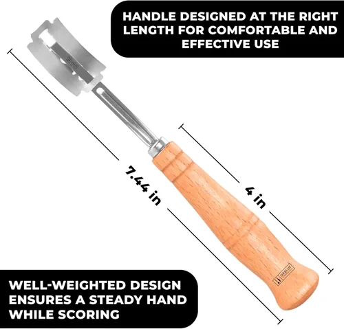 Miniatura 6 de Orblue Cuchillo de puntuación de pan, herramienta de puntuación de masa coja para masa madre artesanal, herramienta de pan cojo, suministros