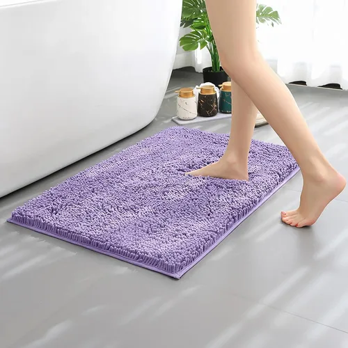 Miniatura 11 de Alfombras de baño de felpilla antideslizantes de 24 x 17 pulgadas, tapetes de baño para baño, ducha, color beige