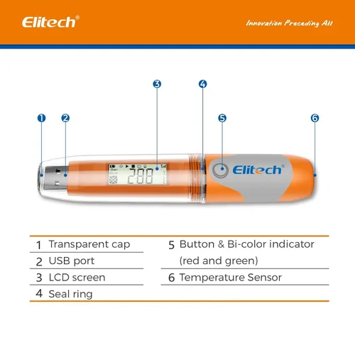 Miniatura 8 de Elitech RC-51 Digital registrador de datos de temperatura USB reutilizable 32000 puntos