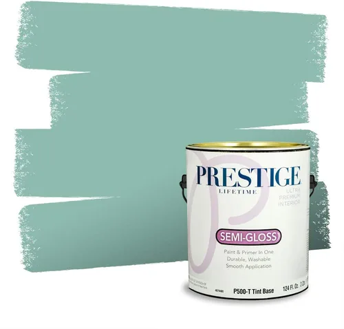Miniatura 148 de Prestige Paints - Pintura exterior e imprimación en uno, 1 galón, plano, compatibilidad comparable con el color menta «Whipped Mint» de Behr