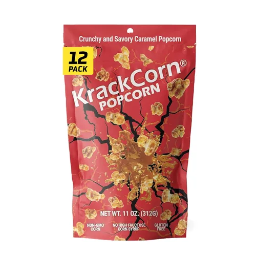 KrackCorn Palomitas de maíz de caramelo, sin OMG, sin gluten, sin alta fructosa, sin culpa, delicia nocturna de película no grasa, 1.25 onzas,
