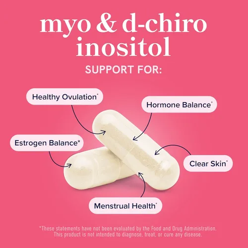Miniatura 2 de Myo-inositol y D-Chiro Inositol para el equilibrio hormonal para mujeres Proporción ideal de 40:1 Suplemento de apoyo para el ciclo menstrual