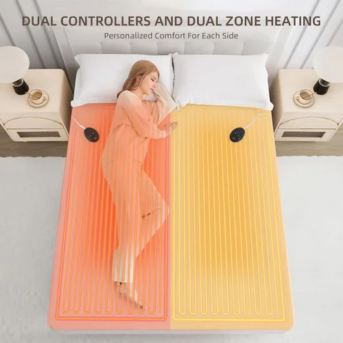 Miniatura 4 de Bwarm Cubrecolchón eléctrico con calefacción tamaño King, 78 x 80 pulgadas, calentador de cama, 9 ajustes de calor, 1-12 horas de apagado