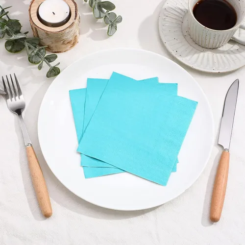 Miniatura 4 de Spakon 100 servilletas de cóctel de 2 capas de 5 x 5 pulgadas, servilletas suaves desechables para cenas, bodas, fiestas, baby shower, cumpleaños