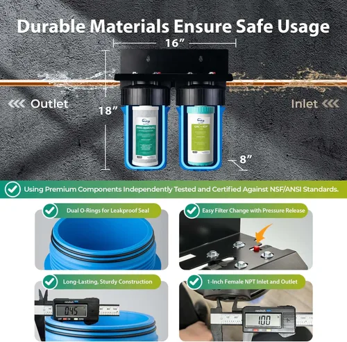 Miniatura 5 de iSpring Sistema de filtro de agua para toda la casa de PFAS y metales pesados, probado por SGS para reducir el 99% de PFAS, filtración de 2 etapas