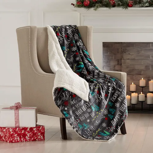 Great Bay Home Manta de Navidad de 50 x 60 pulgadas de vellón sherpa, de felpa suave y aterciopelada, para el sofá o la cama, cálida y cómoda,