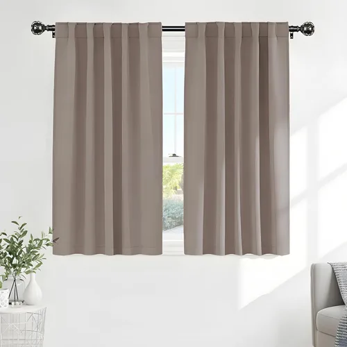 Miniatura 66 de PONY DANCE Cortinas cortas con aislamiento térmico para ventana pequeña, para guardería, baño, cocina, lavandería, caravana, sótano, 29 pulgadas