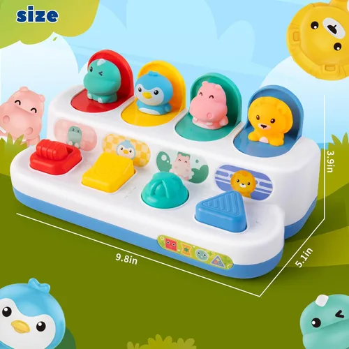 Miniatura 2 de Montessori - Juguete de causa y efecto de 6 a 12 meses, juguete de bebé con botón que hace saltar animales, juguetes sensoriales interactivos