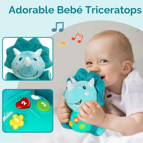 Miniatura 5 de iPlay, iLearn juguetes musicales de dinosaurios para bebés, regalo para niños recién nacidos, dinosaurios suaves de peluche, juguete musical