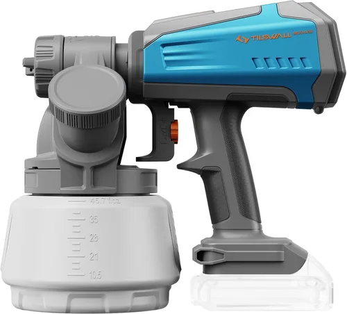 Miniatura 11 de Tilswall Pulverizador de pintura inalámbrico sin escobillas compatible con batería Dewalt de 20 V (batería no incluida), fácil de llenar, pistola