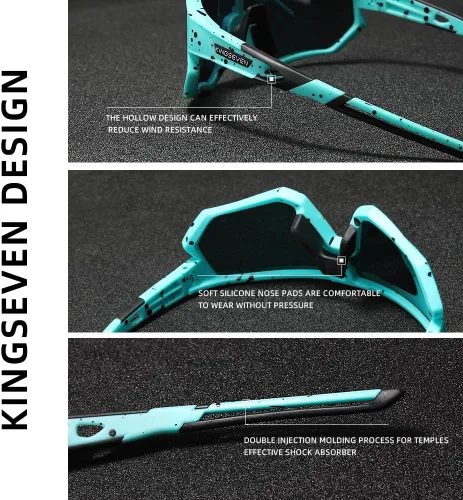 Miniatura 7 de KINGSEVEN Gafas de sol polarizadas de ciclismo para hombre, gafas de sol deportivas MTB gafas de bicicleta UV400 protección LS910 Rojo limitado