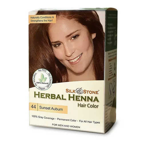 44 Sunset Auburn, tinte de cabello con henna herbaria para todo tipo de cabello, color natural para cobertura de cabello gris, tinte vegano de henna