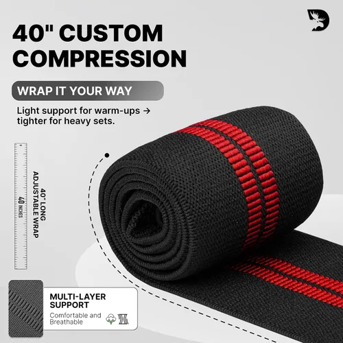 Miniatura 4 de DMoose Fitness Elbow Wraps for Weightlifting (Pair) - 40'' Adjustable Strap for Gym Workout & Bench Press, Compression Elbow Sleeves for Tendonitis