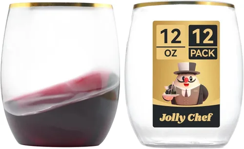 Miniatura 10 de JOLLY CHEF Paquete de 24 copas de vino de plástico desechables de 12 onzas, inastillables, irrompibles, sin tallo, para fiestas, Halloween, Acción