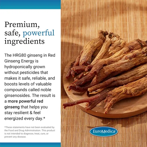 Miniatura 5 de Euromedica Red Ginseng Energy - Suplemento para apoyar la energía saludable y la concentración - Suplemento de hierbas con polvo de raíz de ginseng