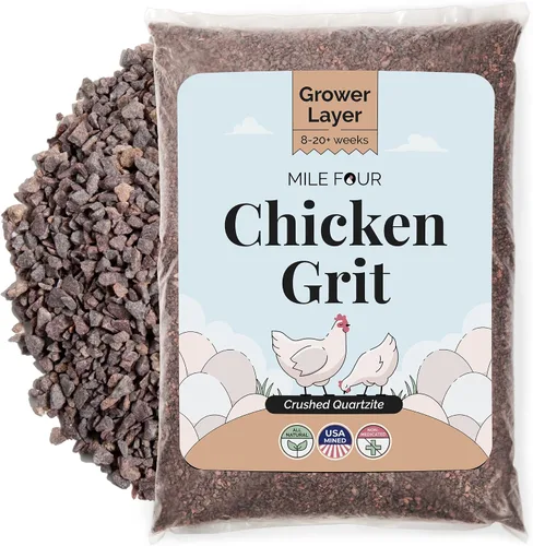 Mile Four Grano de pollo (50 libras) para pollos en capas y cultivadores de 8 a 20 semanas o más, 100 % mineral natural de grano de pollo, cuarcita,