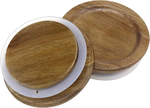 Miniatura 7 de Antrader 4 tapas de almacenamiento de madera, tapas de madera de boca regular para bolas, tarros Kerr y tarros Mason (2.76 pulgadas)
