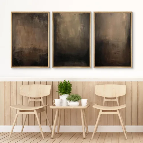 Miniatura 3 de SIGNFORD Impresión en Lienzo Enmarcado Conjunto de Arte de Pared Arte Abstracto Terroso en Tonos Marrón Profundo y Beige Arte Moderno Decorativo