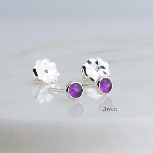 Miniatura 7 de Aretes pequeños de plata de ley para cartílago, tragus, hélix, múltiples piercings hipoalergénicos, piedra natal para mujer, juego de bisel
