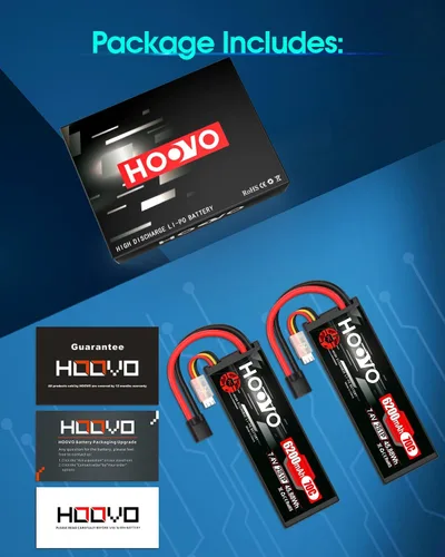 Miniatura 8 de HOOVO 7.4V 70C 6200mAh 2S Lipo Batería Estuche rígido con Tracxas Plug para RC Car RC Helicóptero RC Camión RC Truggy Avión Quadcopter UAV Drone FPV