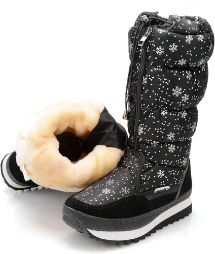 Miniatura 4 de DADAWEN - Botas de nieve para mujer, impermeables, con forro de piel