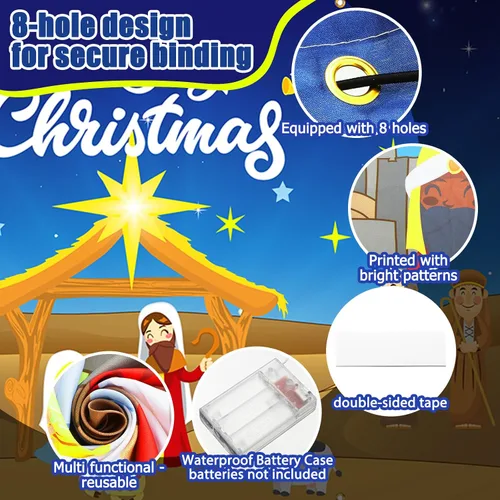 Miniatura 3 de Ganeen 6.4x16 pies de luz de cadena LED 2025 para puerta de garaje de Navidad, gran decoración rústica para puerta de garaje de Navidad, cubierta