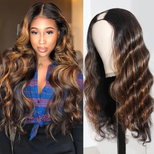 Miniatura 12 de Peluca de Cabello Humano con Parte en U, Cabello Ondulado con Cordón de Cierre, Densidad 180%, Peluca de Parte en U, Cabello Humano Virgen Brasileño