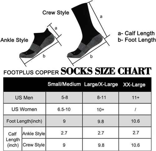 Miniatura 2 de Calcetines de senderismo de cobre, unisex, con suela acolchada, soporte de arco, atlético, para correr, calcetines de compresión
