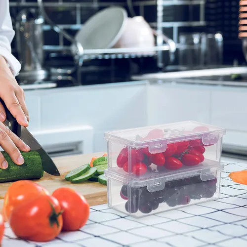 Miniatura 3 de SHOWERORO Recipiente hermético para pan, transparente para almacenamiento de alimentos y organización de aperitivos, 7.1 x 3.1 x 2.4 pulgadas