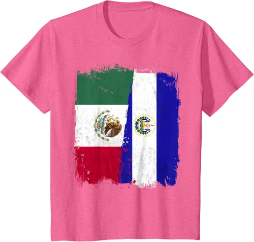 Miniatura 57 de Camiseta con la bandera mexicana de El Salvador con la mitad de la bandera mexicana de El Salvador