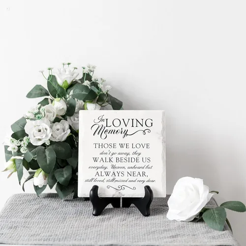 Miniatura 5 de LukieJac - Regalos de condolencia para la pérdida de un ser querido en memoria de madre y padre, placa con soporte de madera, regalos