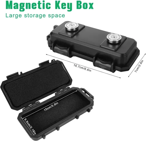 Miniatura 2 de Llavero magnético debajo del automóvil, caja magnética impermeable para llaves para ocultar una llave en el exterior con 2 imanes fuertes, llavero