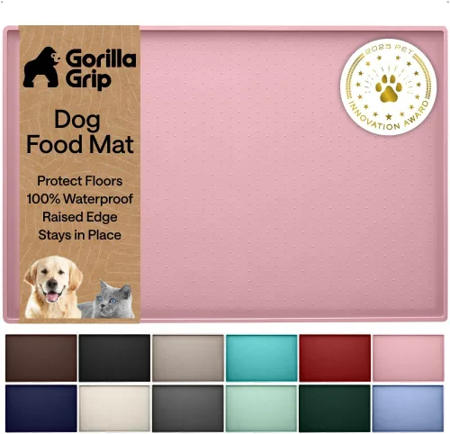 Miniatura 11 de GORILLA GRIP - Alfombrilla de silicona 100% impermeable con bordes elevados, sin BPA, para mascotas, tapetes para comida de perros y gatos, contiene