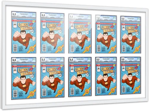 Miniatura 49 de Marco de cómic con paspartú para 8 CGC, CBCS o PGX Graded Comics - Marco de cómic blanco para cómics de 8.125 x 13 pulgadas Marco blanco