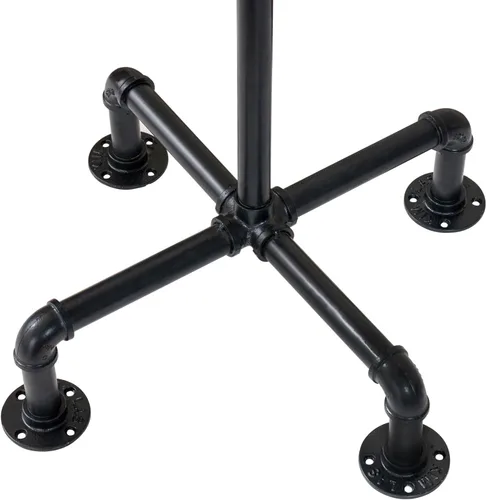 Miniatura 7 de MyGift Perchero industrial de metal negro de 64 pulgadas con diseño de tubo realista y 12 ganchos, organizador de entrada para colgar abrigos