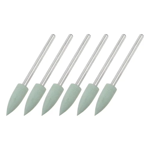 Miniatura 30 de uxcell Piedra montada abrasiva de 80 granos 0.093 in vástago de 1/4 "(6 mm) de diámetro cabezas puntiagudas ruedas de pulido y pulido de piedra