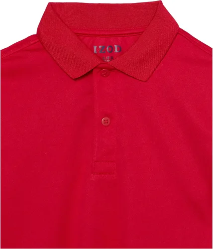 Miniatura 3 de IZOD Camisa polo de manga corta para uniforme escolar para niños, cierre de botón, material de rendimiento que absorbe la humedad