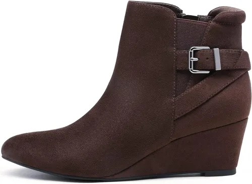 Miniatura 3 de DREAM PAIRS Botines de tacón de cuña negros para mujer
