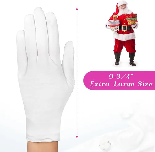 Miniatura 3 de Paxcoo 12 pares de guantes de algodón blanco XL para hidratación de manos secas, cosmética, eczema, spa de manos y inspección de joyas