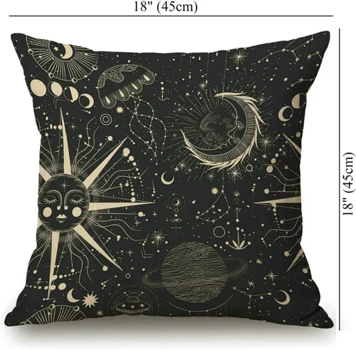 Miniatura 24 de Solekla Funda de almohada cuadrada de lino y algodón con flores blancas y negras, funda de cojín decorativa para sofá de 18 x 18 pulgadas Sl157