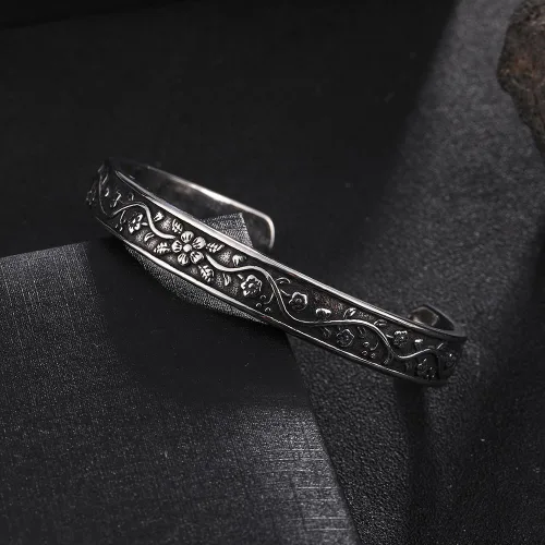 Miniatura 3 de YWMAN Pulsera floral vintage, brazalete de flores de acero inoxidable para mujer