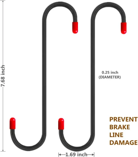 Miniatura 3 de 2 PCS Ganchos Colgadores para Pinzas de Freno con Puntas de Goma Rojas, Herramienta de Compresión de Pinzas de Freno Automática, Herramienta Negro