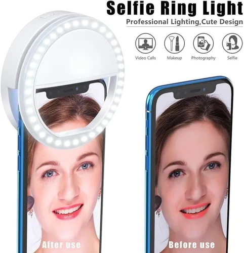 Miniatura 4 de Anillo de luz para selfie para iPhone, Android, tableta, recargable, 3 niveles de luz