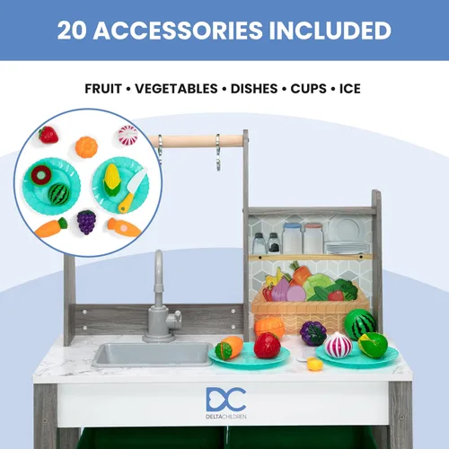 Miniatura 5 de Delta Children - Cocina de juguete de esquina todo en uno Gourmet - Juego de cocina de juguete con estufa segura y sin calor con luces, horno