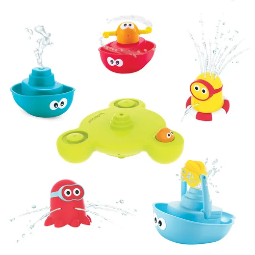 Miniatura 4 de Yookidoo Juguete de baño para bebé (juego de 7 piezas) – Fuente de bañera Stack N' Spray – Fuente mágica de pulverización para diversión en el baño