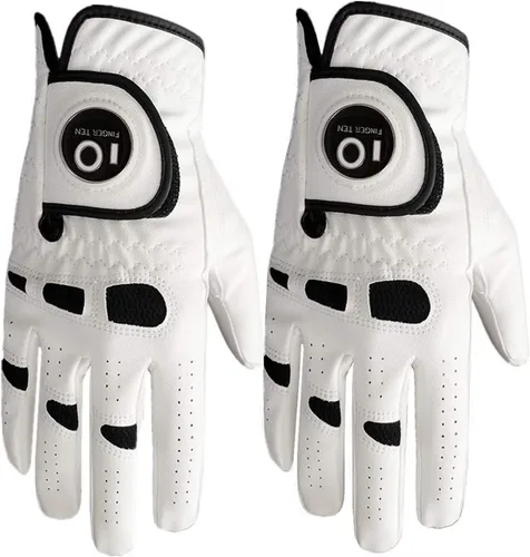 FINGER TEN Guantes de golf para hombre con marcador de pelota, para mano izquierda y derecha, paquete de 2, Weathersof Grip suave y cómodo, talla S,