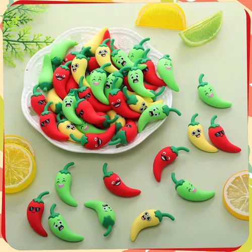 Miniatura 7 de 25 piezas de decoración de chile mini figuras de chile para pimientos, festivales, fiestas, pequeñas figuras de pimientos picantes falsos, pequeña