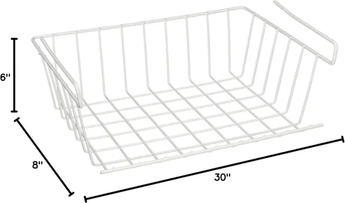 Miniatura 4 de YBM HOME - Cesta de almacenamiento debajo del estante, 12 pulgadas, color blanco #1184