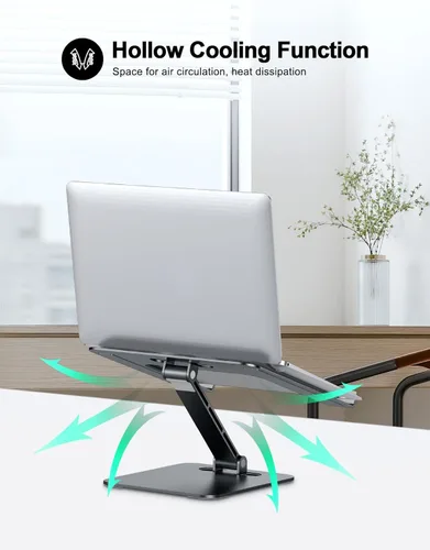 Miniatura 3 de RIWUCT Soporte plegable de aleación de aluminio para computadora portátil, soporte ergonómico de altura ajustable, soporte elevador portátil