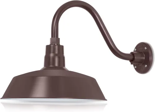 Miniatura 40 de 14 pulgadas. RLM Warehouse - Pantalla con brazo de cuello de cisne y bombilla Led A19 5000K de 9W Galvanizado (paquete de 2)